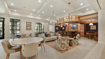 Clubroom lounge with bar and social spaces
